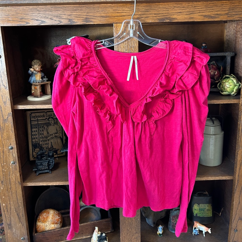 Red Ruffles Anthropologie Top